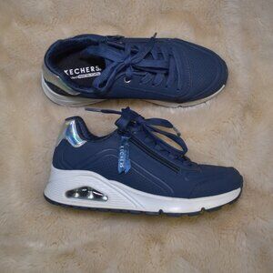 Skechers Uno Gen1 Zip & Stride Girls Sneakers Size 2 Navy Blue